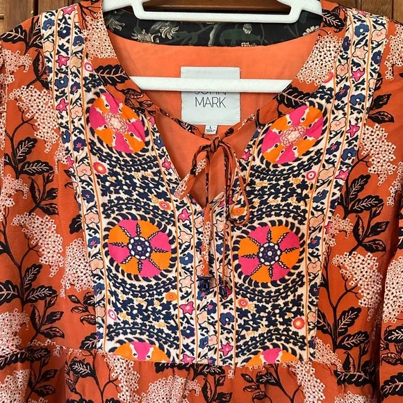 John Mark orange and black tunic Blouse with Relaxed Fit size Large - Picture 6 of 14
